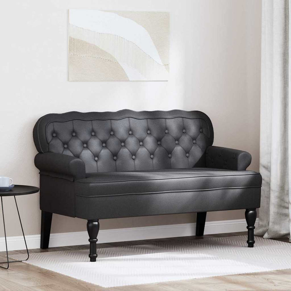 Schwarze Chesterfield Bank Kunstleder