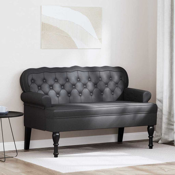 Schwarze Chesterfield Bank Kunstleder