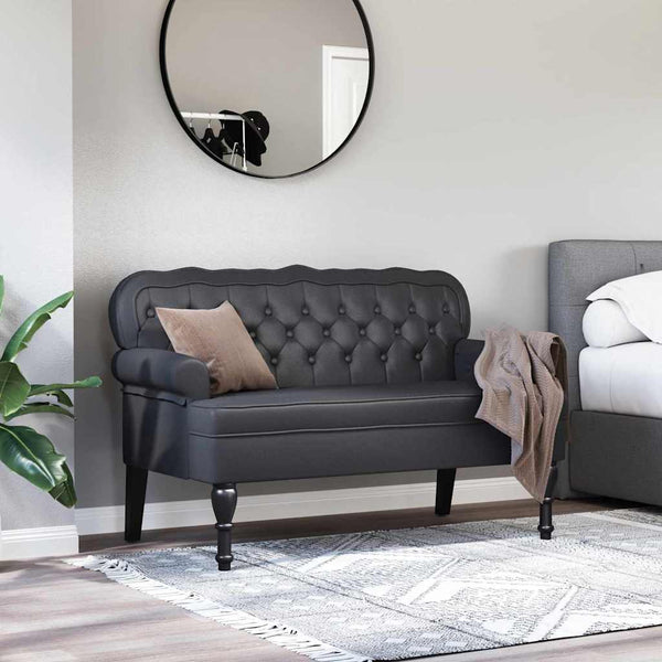 Schwarze Chesterfield Bank Kunstleder