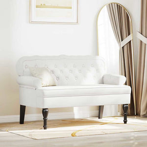 Weiße Chesterfield Bank Kunstleder 119,5 cm