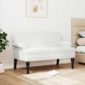 Weiße Chesterfield Bank Kunstleder 119,5 cm