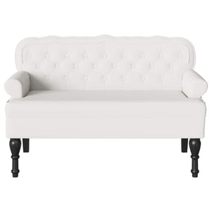 Weiße Chesterfield Bank Kunstleder 119,5 cm