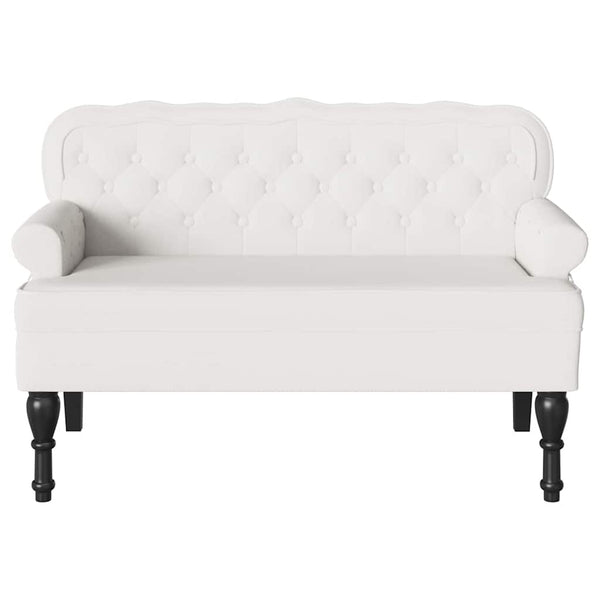 Weiße Chesterfield Bank Kunstleder 119,5 cm