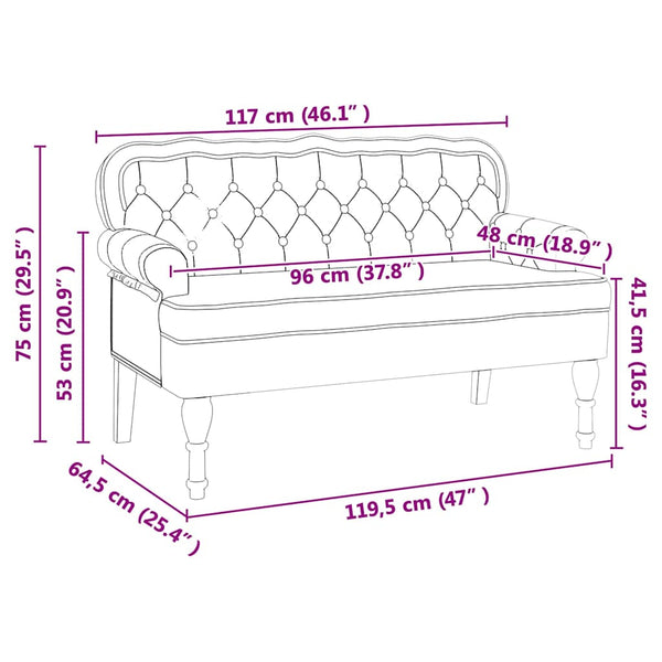 Weiße Chesterfield Bank Kunstleder 119,5 cm