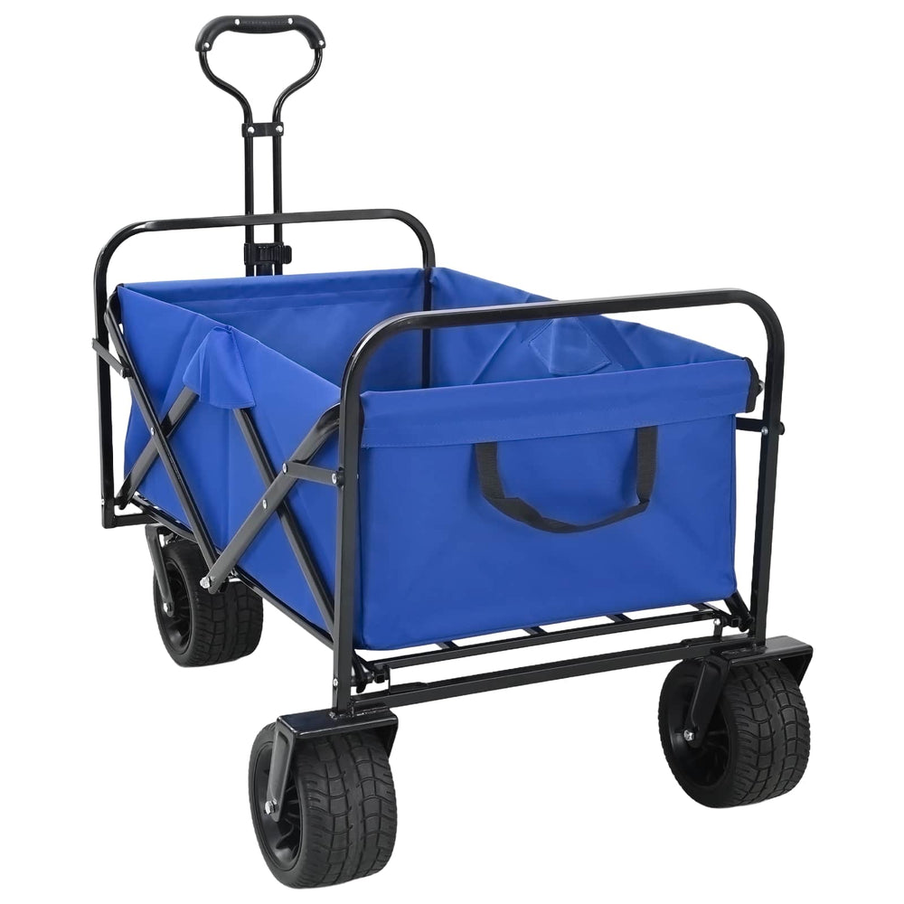 vidaXL Folding Hand Cart Blue 89 x 62 x 96 cm Steel and Polyester Oxford