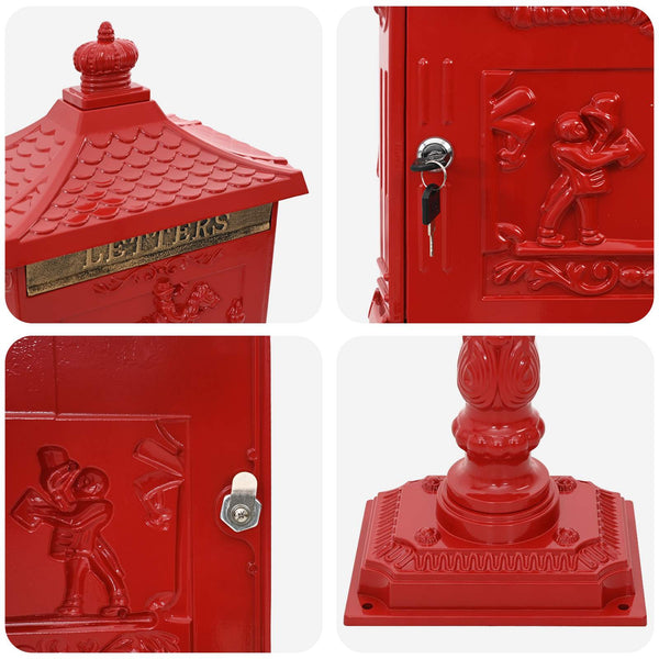 Stehender Briefkasten Rot Gussaluminium
