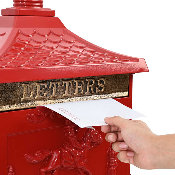 Stehender Briefkasten Rot Gussaluminium
