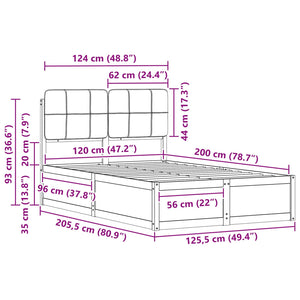 Bettgestell 120x200 cm Dunkelgrau mit Kopfteil