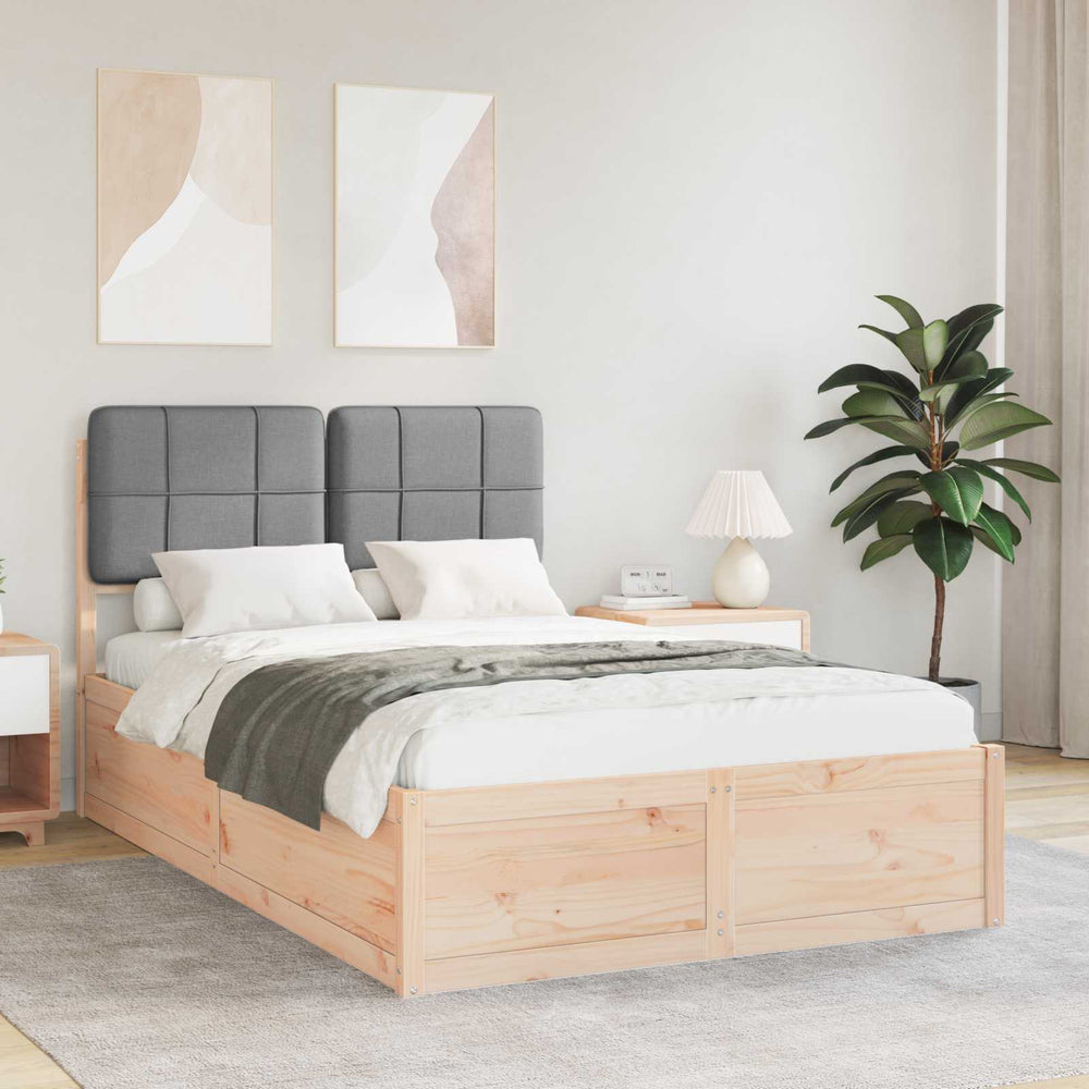 Bettgestell 120x190 cm mit gepolstertem Kopfteil Hellgrau