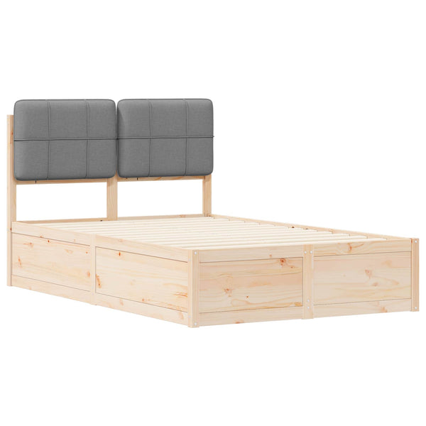 Bettgestell 120x190 cm mit gepolstertem Kopfteil Hellgrau