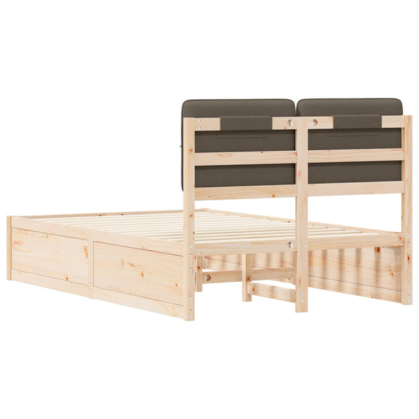 Bettgestell Taupe mit Kopfteil 120x190 cm