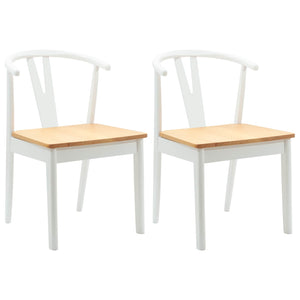 vidaXL Chaises de salle à manger 2 pcs Blanc et Naturel Bois d'hévéa massif