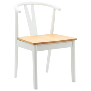vidaXL Chaises de salle à manger 2 pcs Blanc et Naturel Bois d'hévéa massif