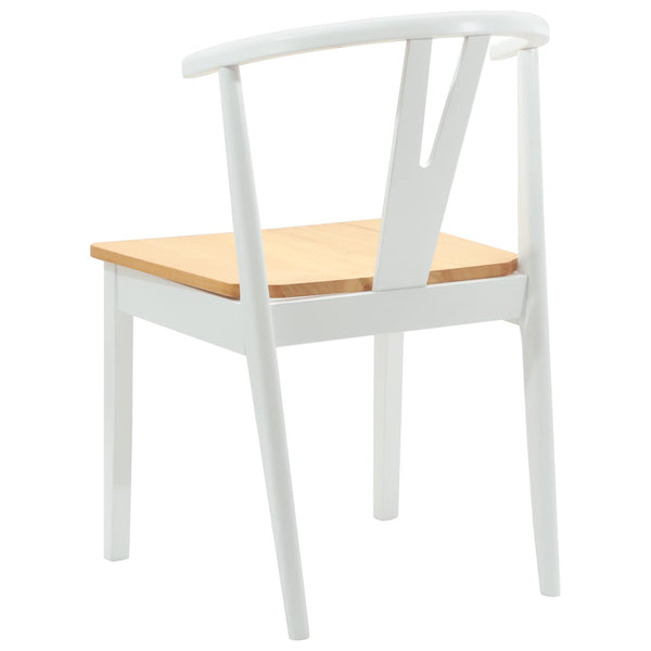 vidaXL Chaises de salle à manger 2 pcs Blanc et Naturel Bois d'hévéa massif
