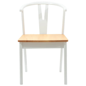 vidaXL Chaises de salle à manger 2 pcs Blanc et Naturel Bois d'hévéa massif