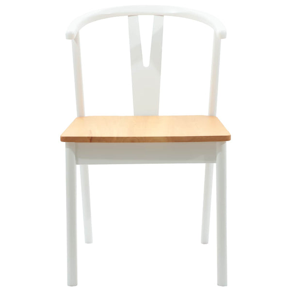 vidaXL Chaises de salle à manger 2 pcs Blanc et Naturel Bois d'hévéa massif