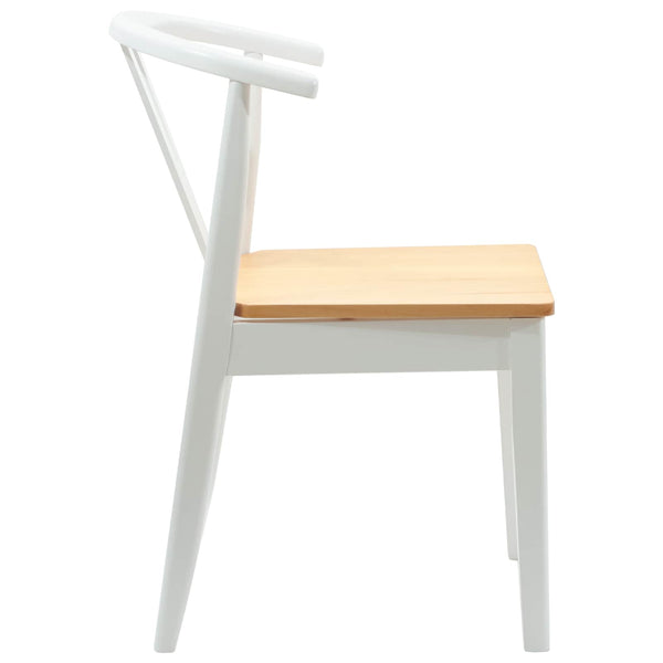 vidaXL Chaises de salle à manger 2 pcs Blanc et Naturel Bois d'hévéa massif