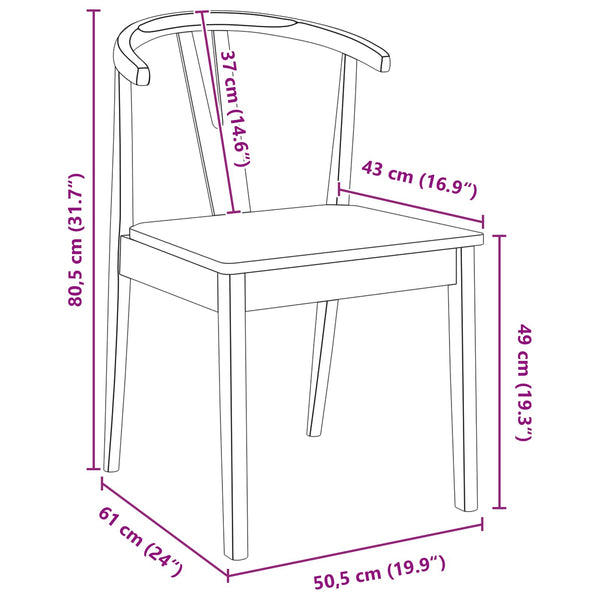 vidaXL Chaises de salle à manger 2 pcs Blanc et Naturel Bois d'hévéa massif