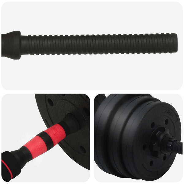 2-in-1 Hantelset 20kg, Schwarz/Rot