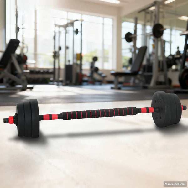 2-in-1 Hantelset 20kg, Schwarz/Rot