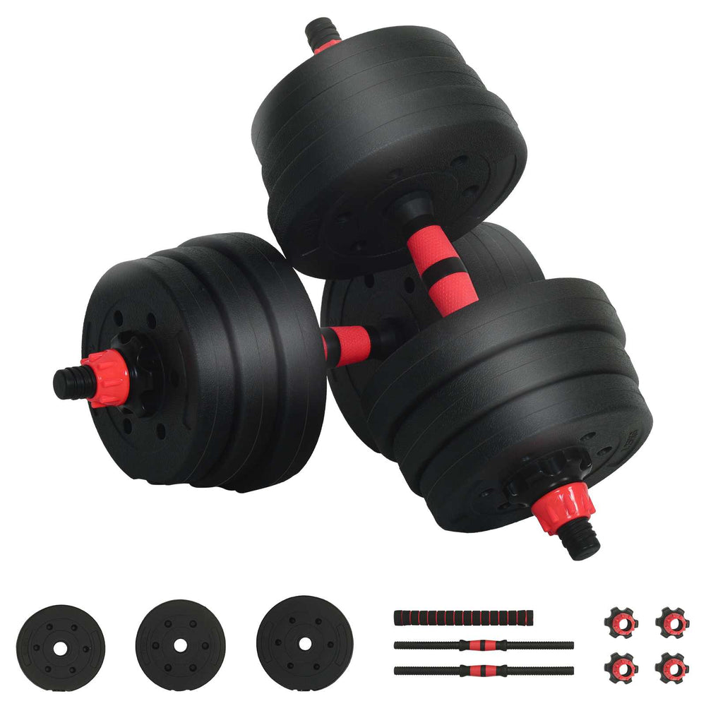 2-in-1 Hantelset 20kg, Schwarz/Rot