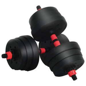 2-in-1 Hantelset 20kg, Schwarz/Rot