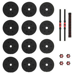 2-in-1 Hantelset 20kg, Schwarz/Rot