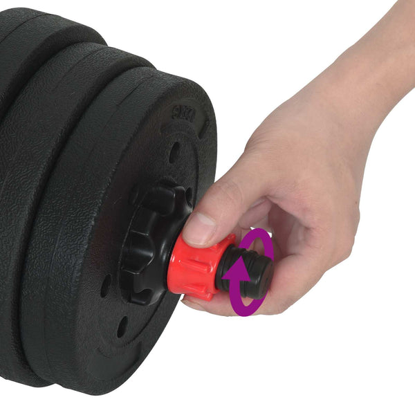 2-in-1 Hantelset 20kg, Schwarz/Rot