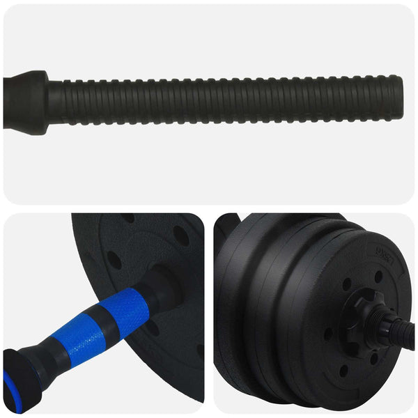 2-in-1 Hantelset 20kg Schwarz/Blau