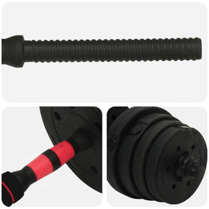 30kg 2-in-1 Hantelset Schwarz/Rot