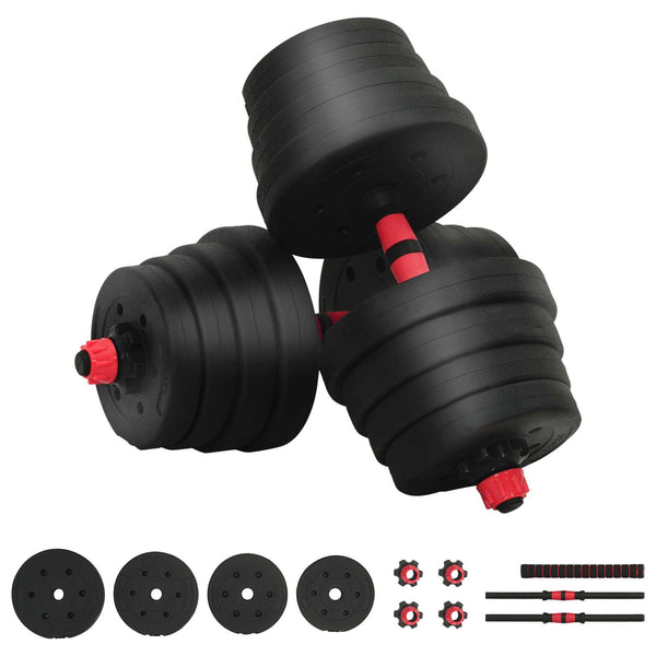 30kg 2-in-1 Hantelset Schwarz/Rot