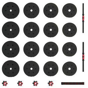 30kg 2-in-1 Hantelset Schwarz/Rot