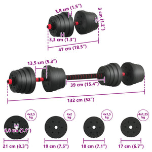 30kg 2-in-1 Hantelset Schwarz/Rot
