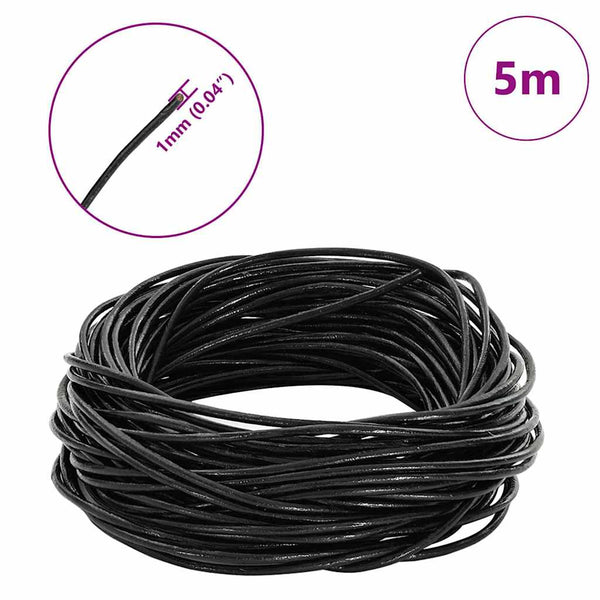 Schwarze Lederschnur Ø1 mm x 5 m