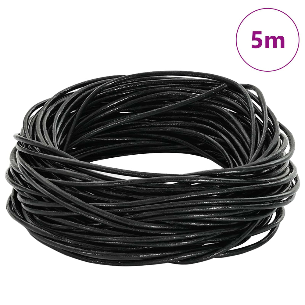 Schwarze Lederschnur, Ø1,5 mm, 5 m