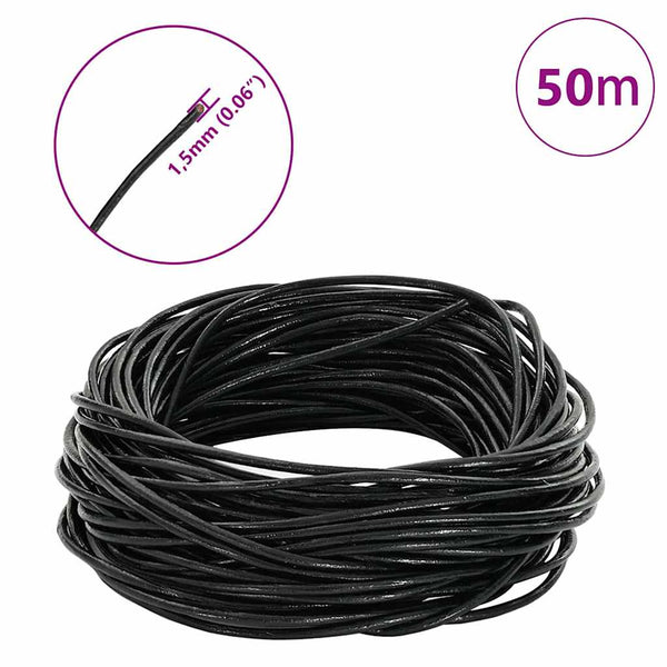 Schwarze Lederschnur Ø1,5 mm, 50 m