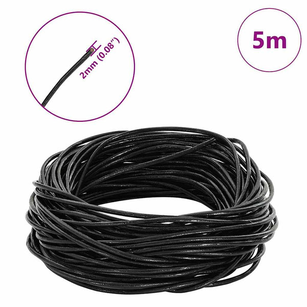 Schwarze Lederschnur Ø2mm, 5m