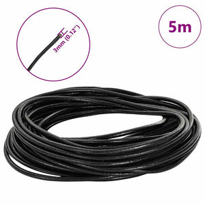 Schwarze Lederschnur Ø3 mm, 5 m