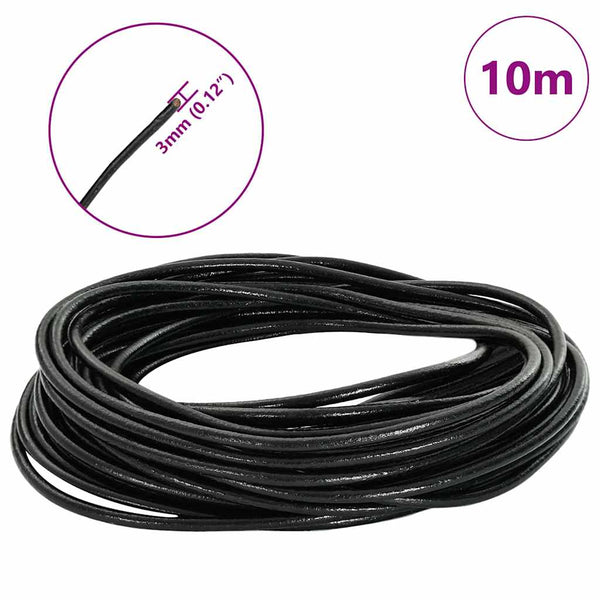 Schwarze Lederschnur - Ø 3mm, 10m