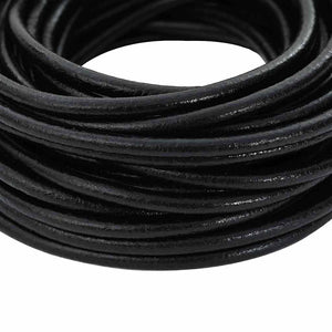 Schwarze Lederschnur Ø4 mm, 5 m