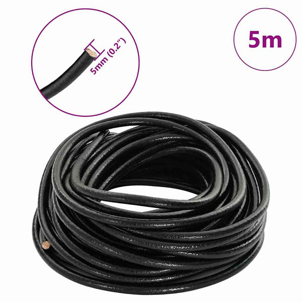Schwarze Lederschnur Ø5 mm x 5 m