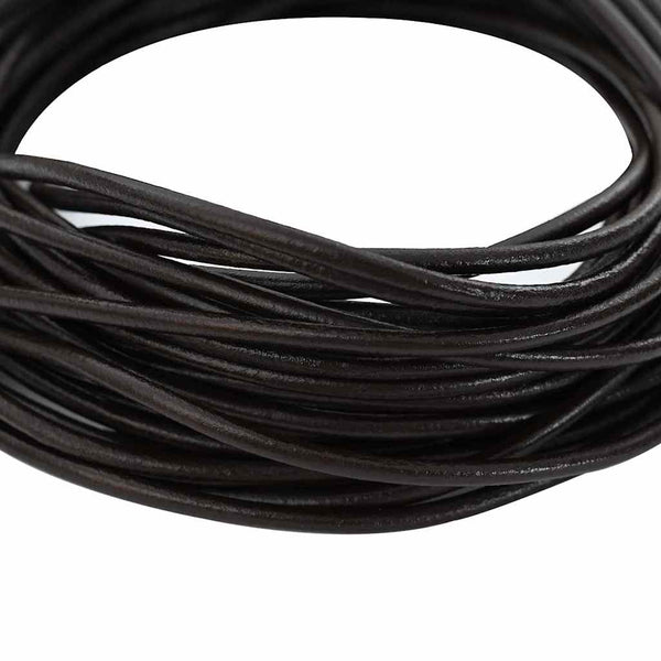 Dunkelbraune Lederschnur - Ø2,5 mm, 10 m