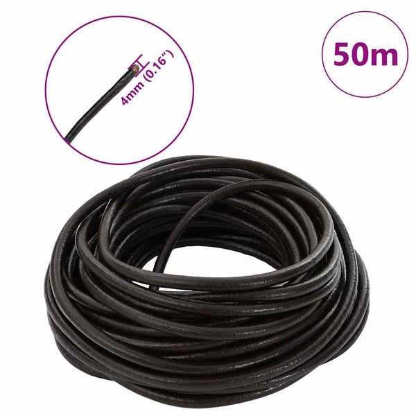 Dunkelbraune Lederschnur - 4 mm x 50 m