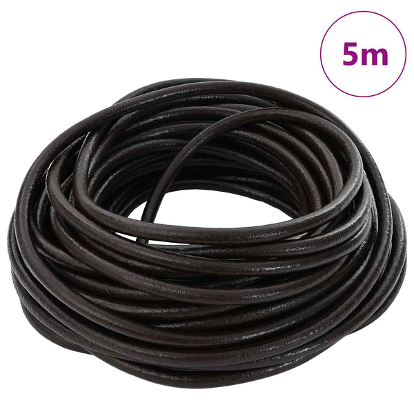 Dunkelbraune Lederschnur, Ø5 mm, 5 m