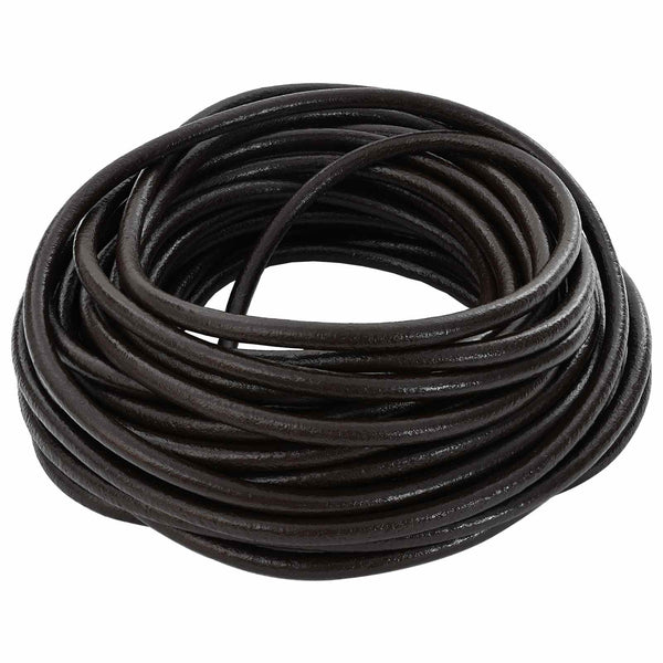 Dunkelbraune Lederschnur, Ø5 mm, 10 m