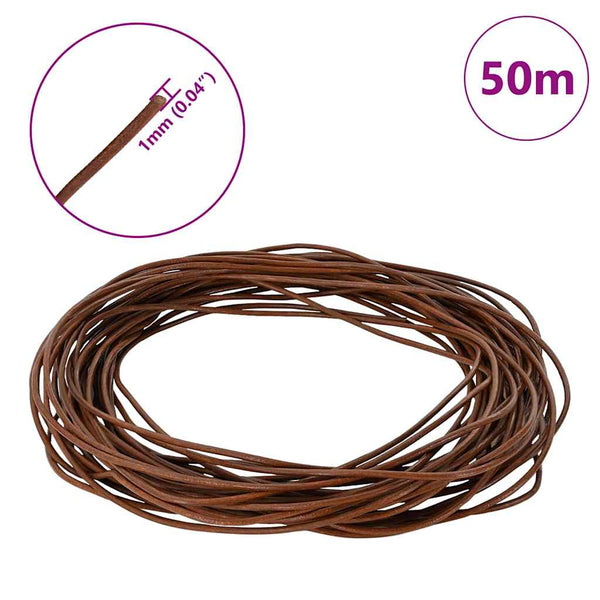Hellbraune Lederschnur, Ø 1 mm, 50 m