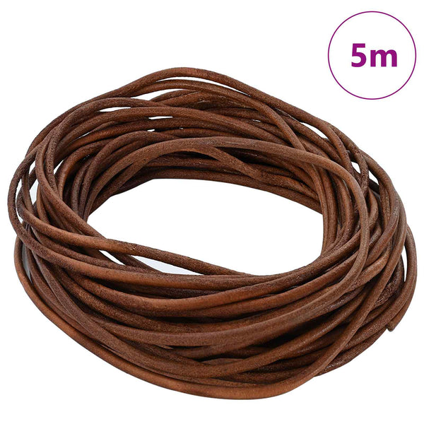 Hellbraune Lederschnur - 2,5 mm x 5 m