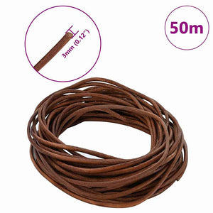 Hellbraune Lederschnur 3 mm x 50 m