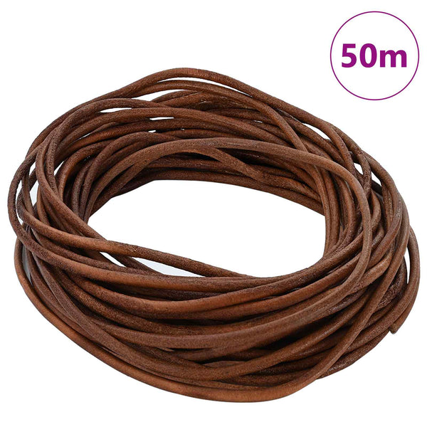 Hellbraune Lederschnur 3 mm x 50 m