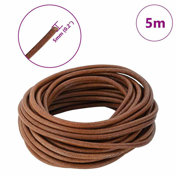 Leder Schnur Hellbraun Ø5 mm x 5 m